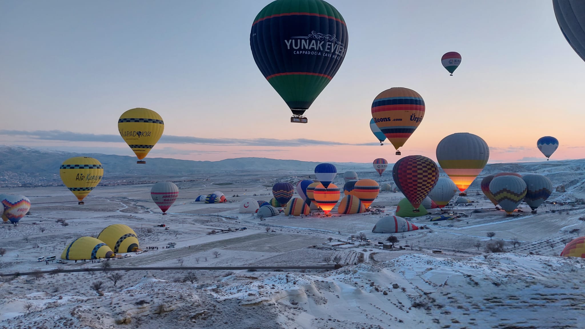 Vista de globos en Capadocia