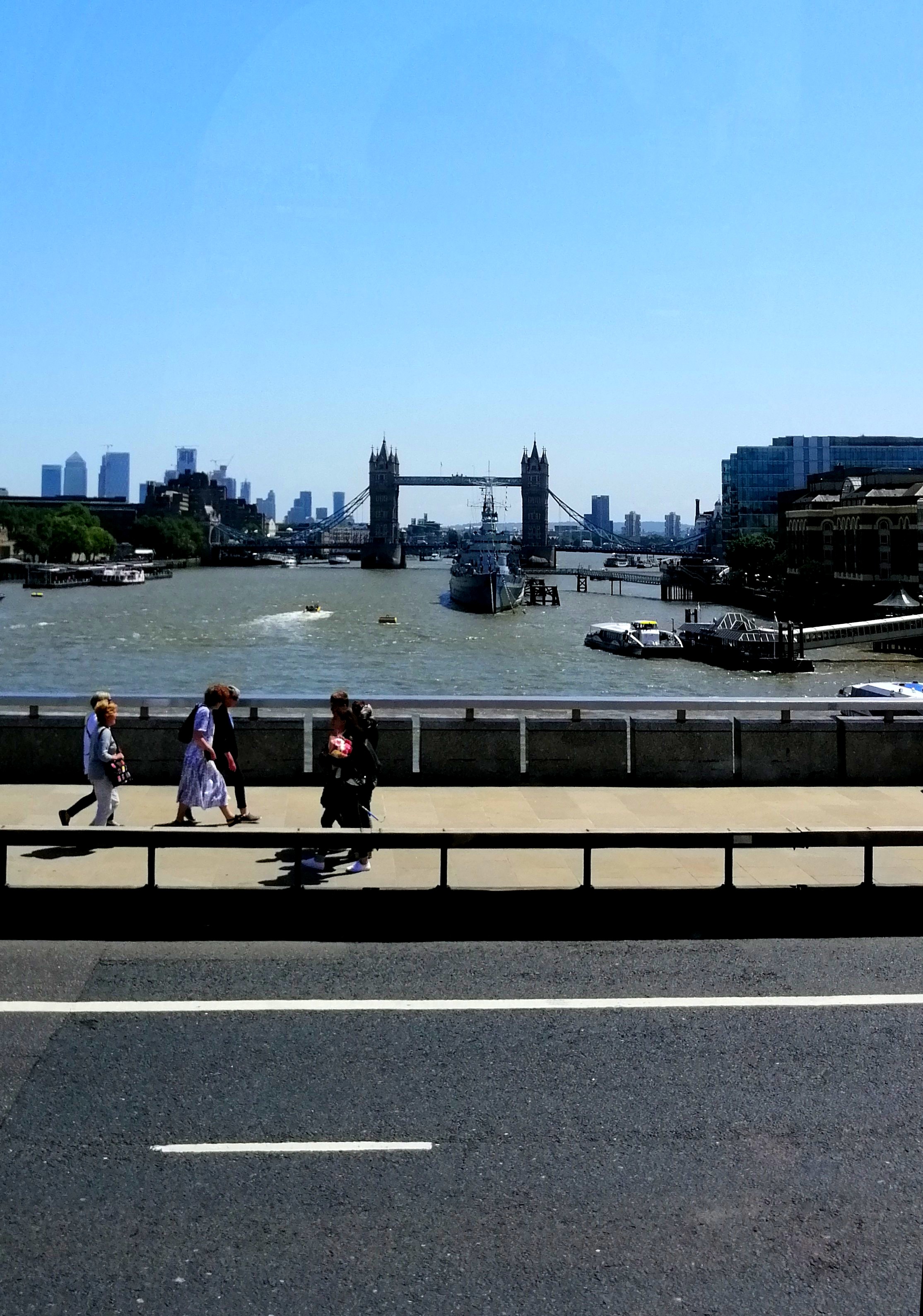 Views from top deck of double decker bus in London