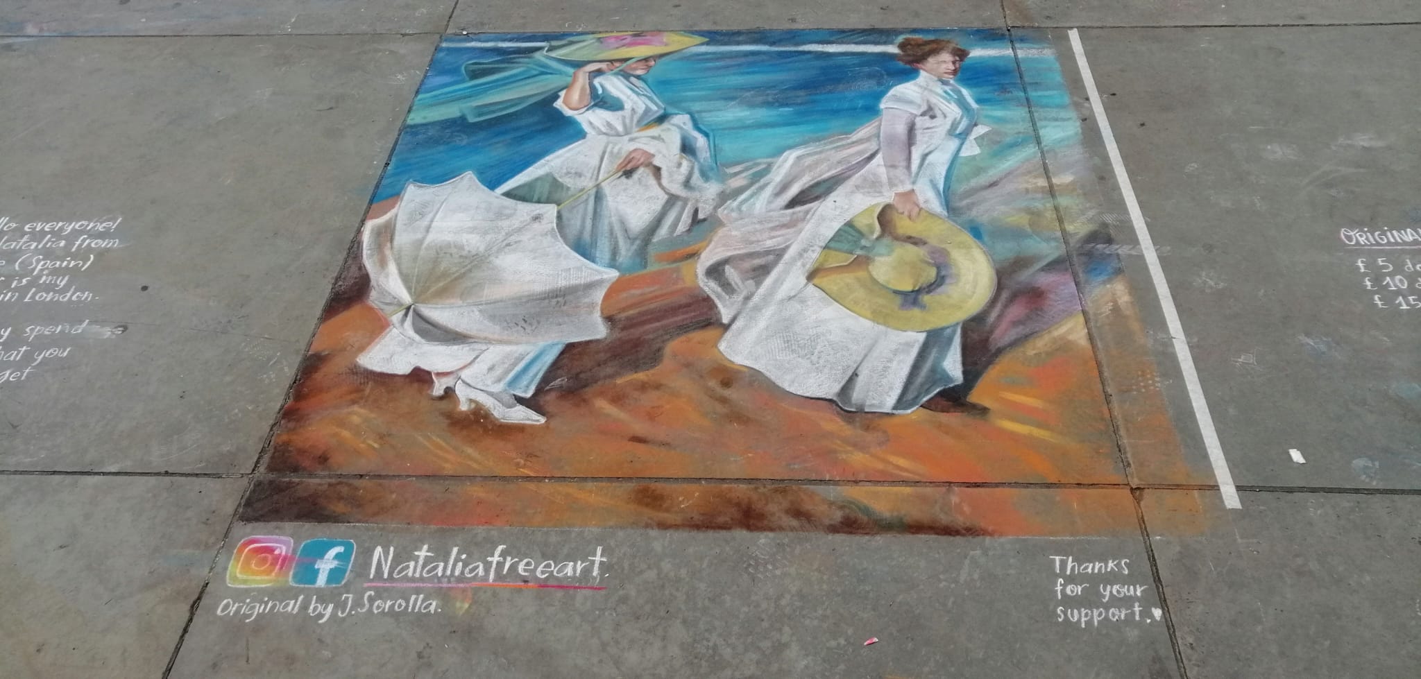 Chalk street art on pavement