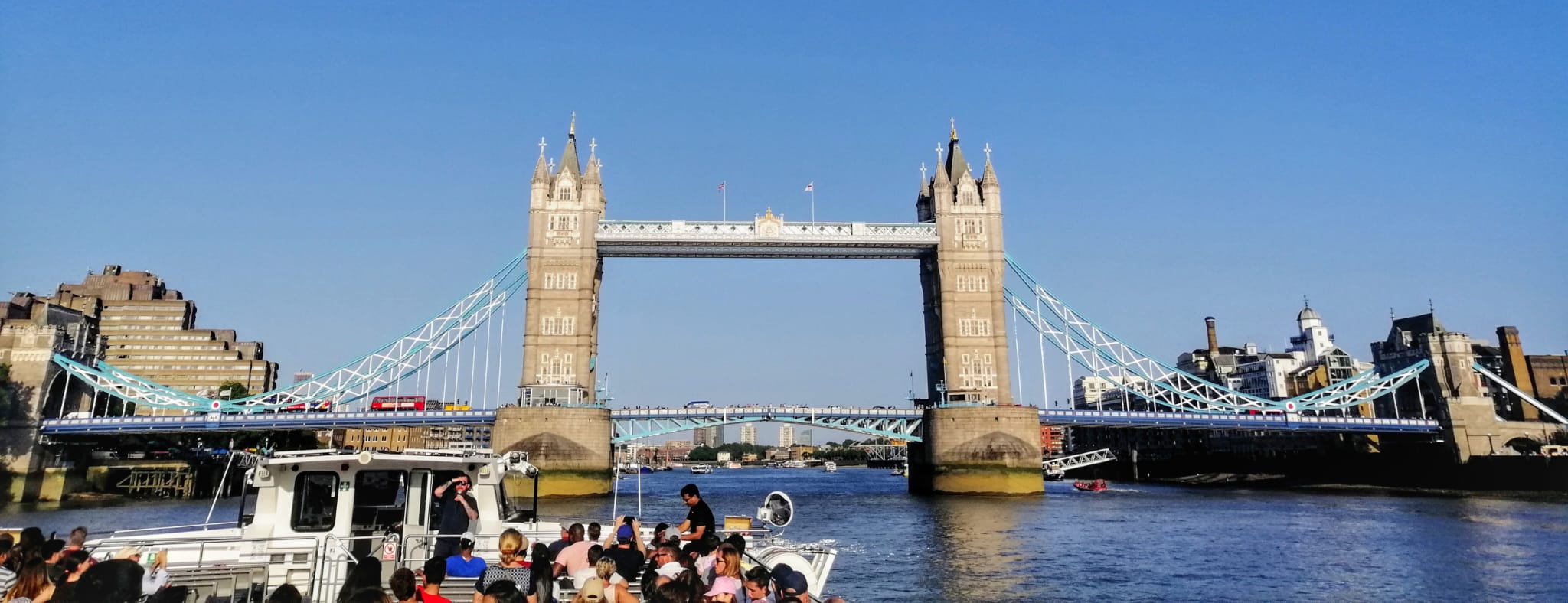 Tower Bridge viewed from Thames river cruise