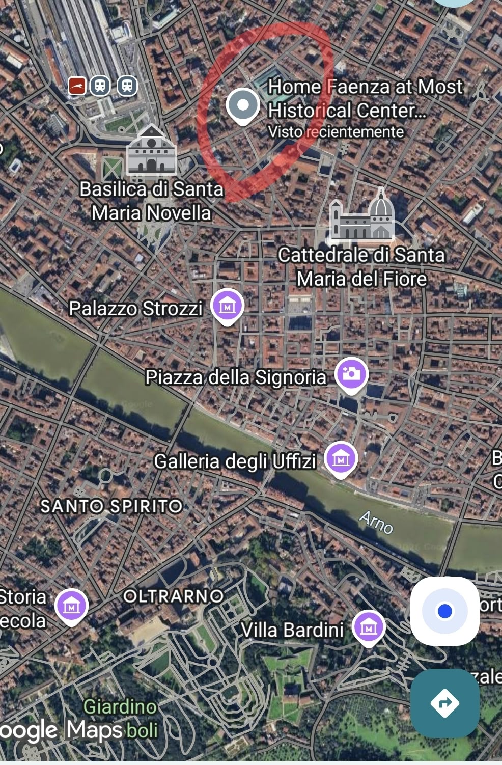 Alojamiento y calles de Florencia